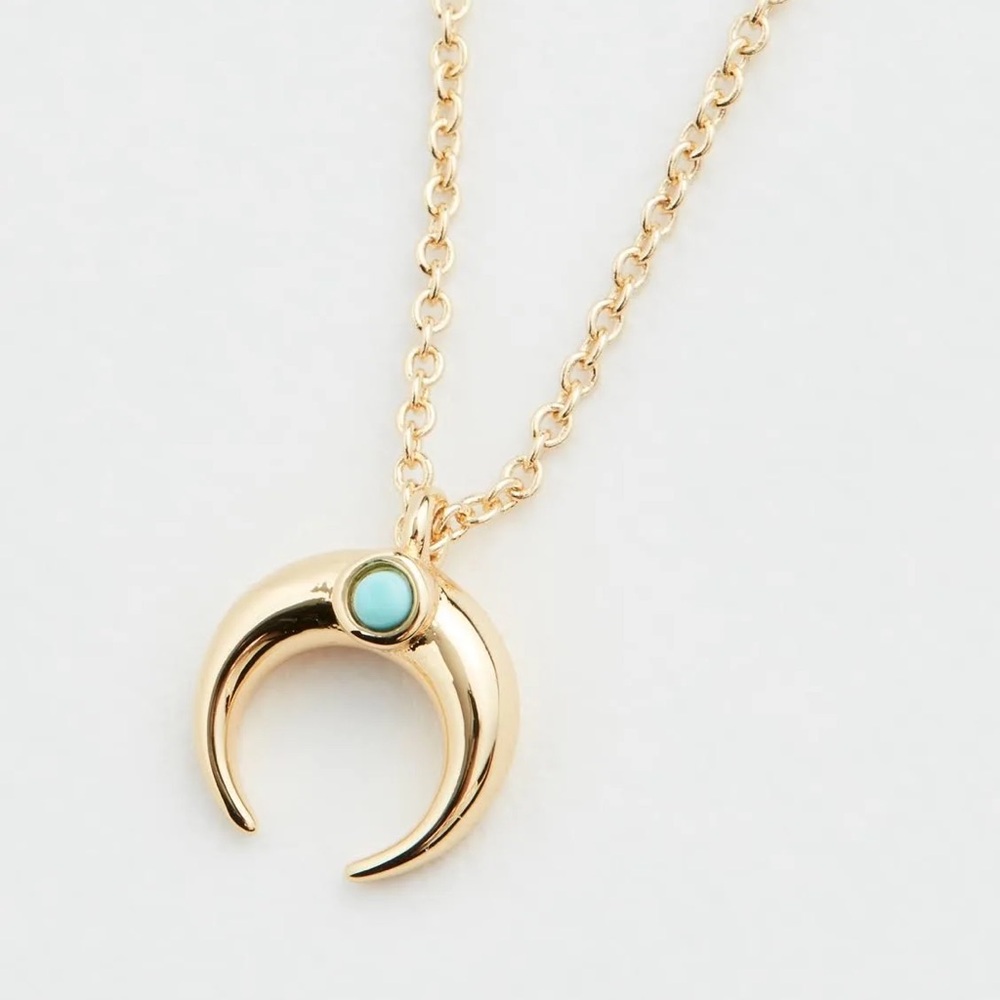 NWT Gorjana 18K gold plated Adjustable Dainty Crescent with Turquoise Necklace